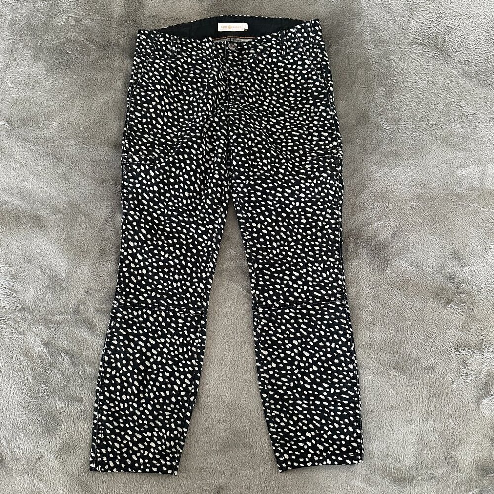 Tory Burch Pony Walker Dotted Black White Cargo Pants Women's 28